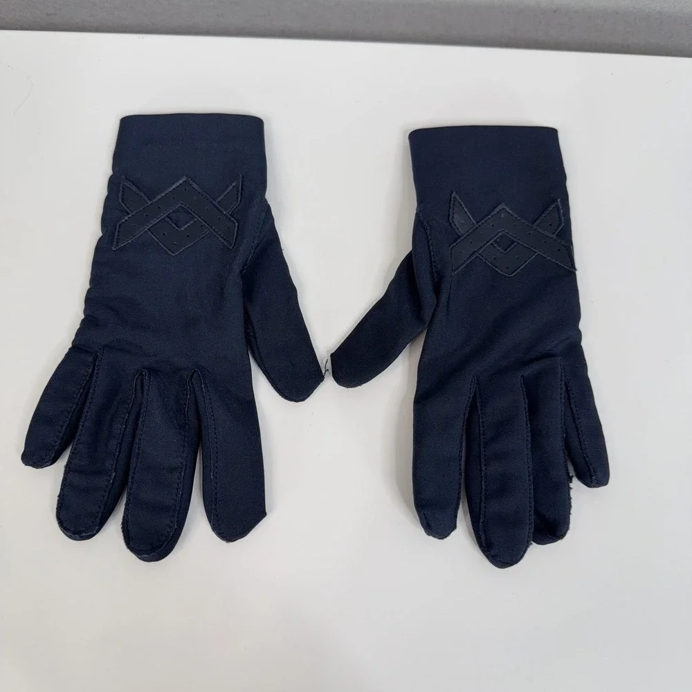 Vintage Gloves Womens One Size Blue Lightweight Nylon Spandex Palm Grip Winter